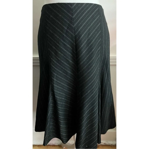M Missoni • Black Pin Chevron Striped Bell Wool Skirt - Picture 1 of 5